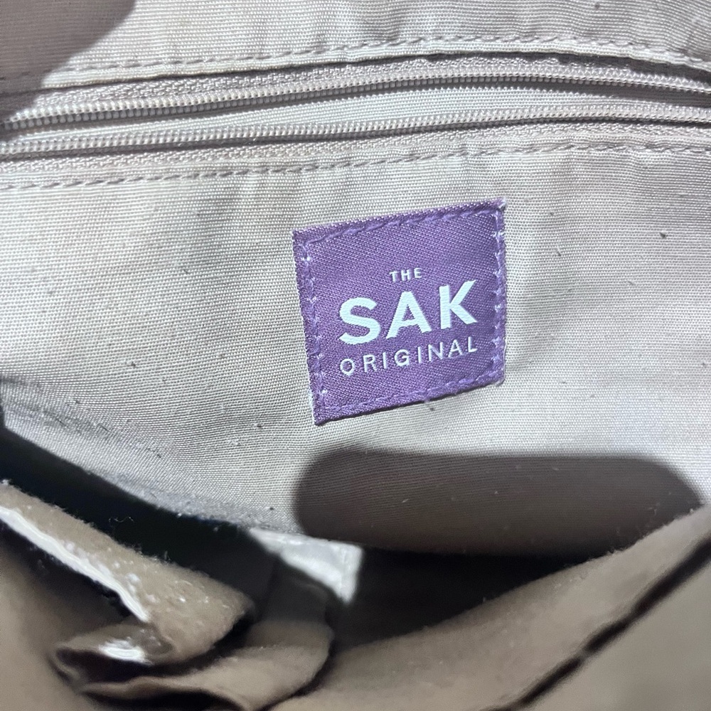 The SAK Gold Metallic Pebbled Leather Double Strap Shoulder Bag Y2K - Picture 6 of 9